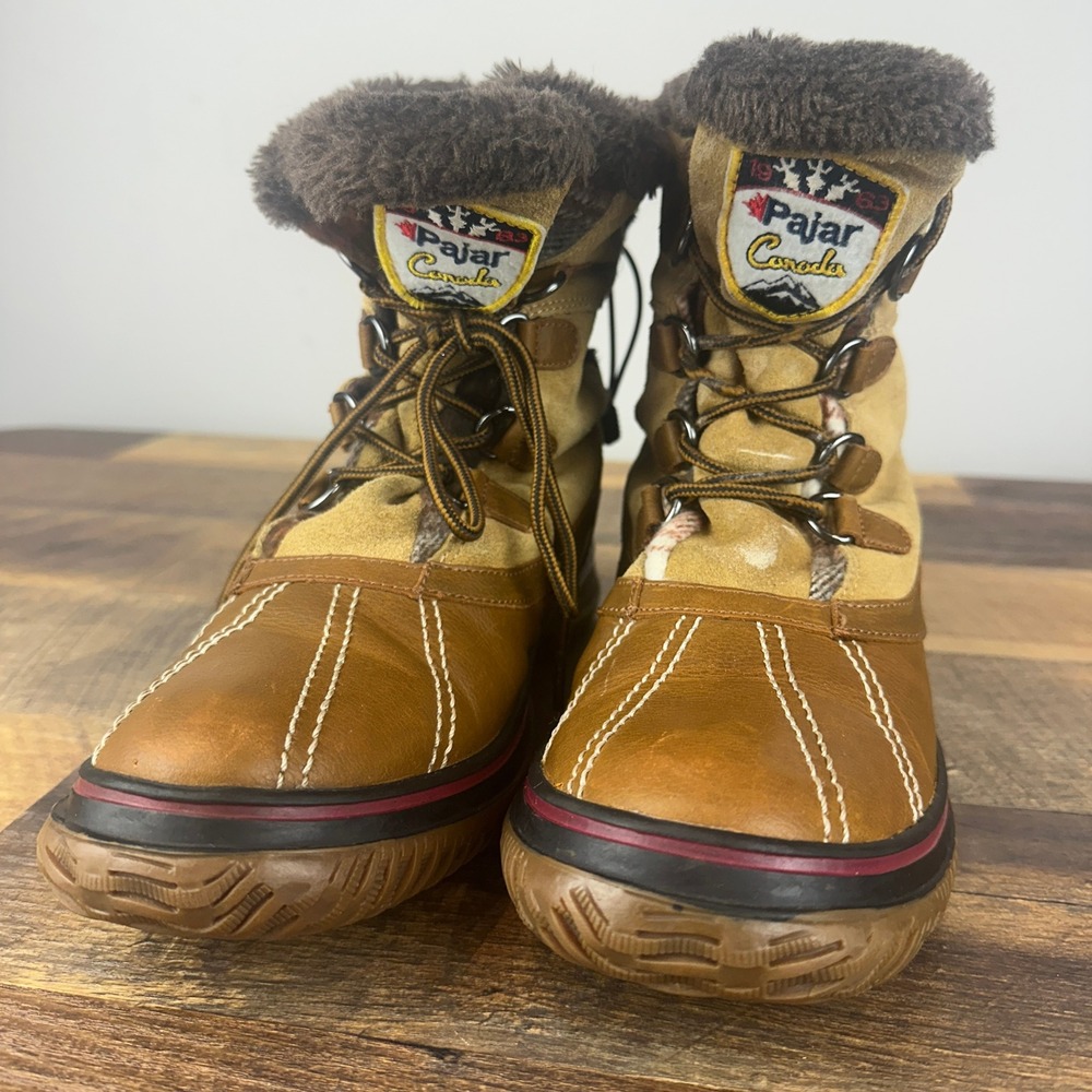 Pajar Canada Waterproof Winter Boots Brown Leather Suede‎ Faux Fur USA 10 EUR 41 - Picture 8 of 11